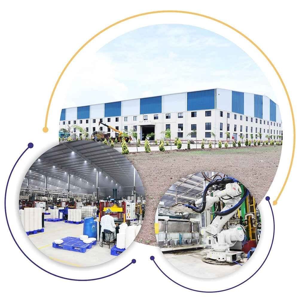 Ecofy molded fiber facility: plant exterior, production floor and robotic forming line