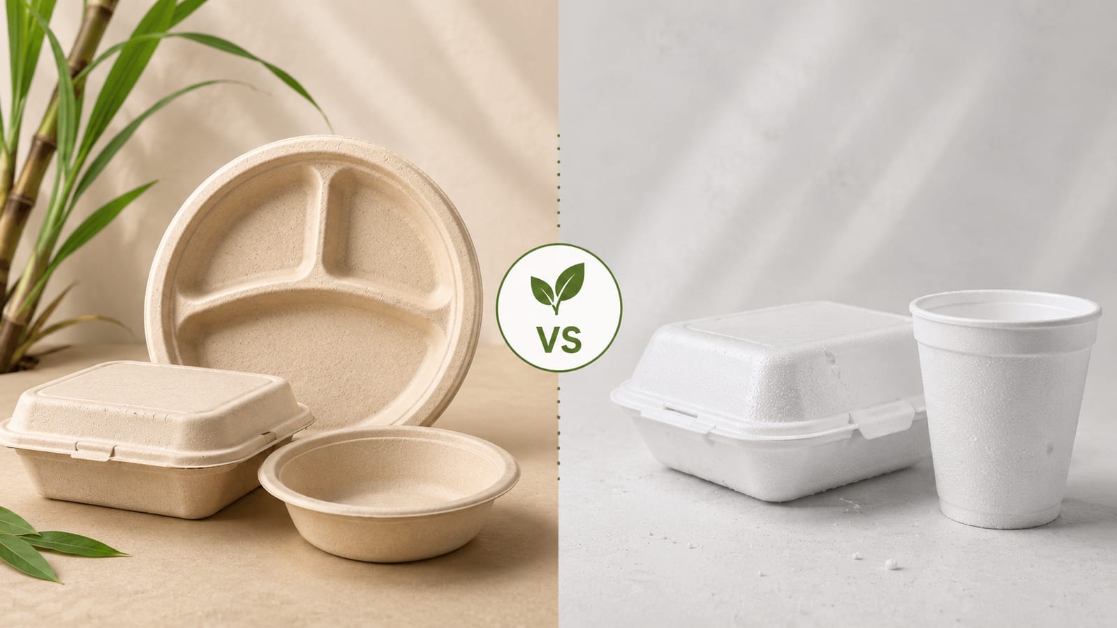 Bagasse vs Foam (Polystyrene / EPS): The Compostable Alternative for Foodservice Packaging foodservice comparison